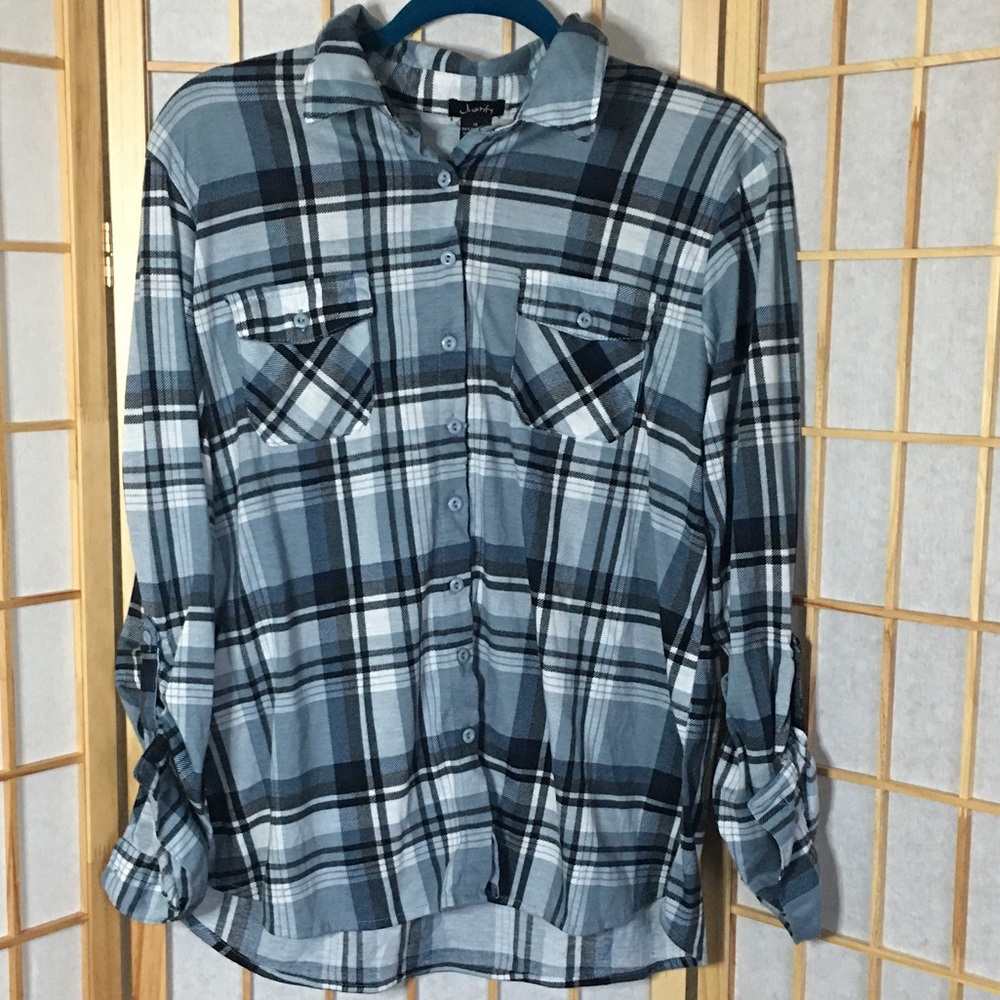 blue justify flannel